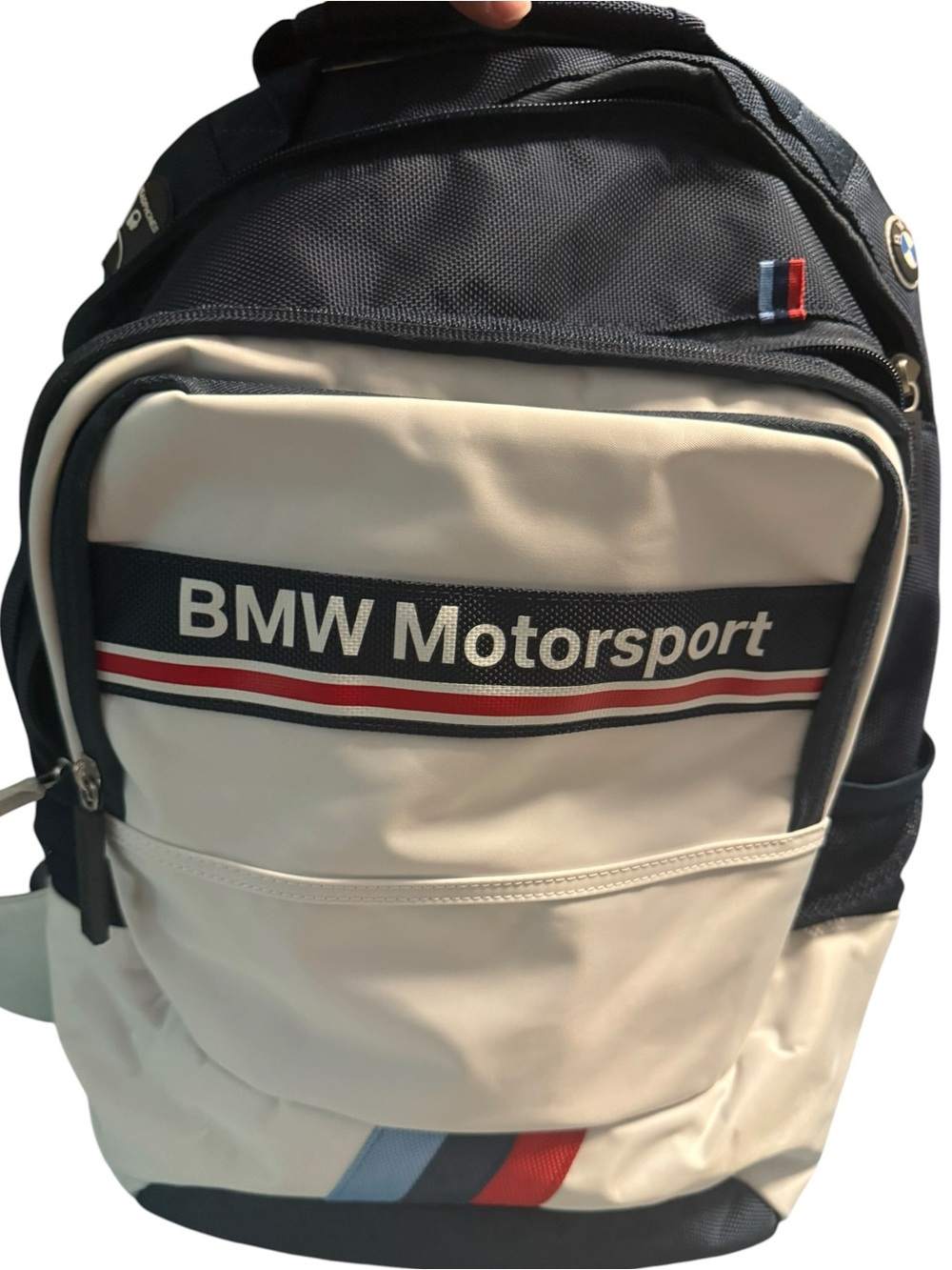 BMW Motorsport Backpack Navy & White with M Stripes NWOT - Picture 2 of 16